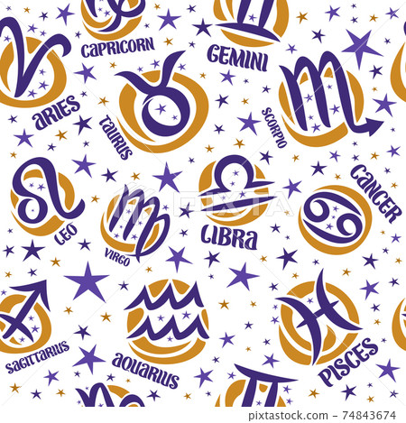 Vector Astrology Seamless Pattern - Stock Illustration [74843674] - PIXTA