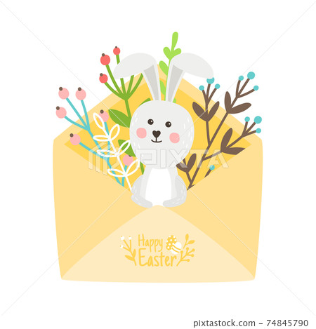 Happy Easter card with rabbit 74845790
