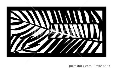 Tropical palm leaf laser cut pattern. Decorative panel, screen,wall. Vector tropical leaves cnc panel for laser cutting. Template for interior partition, room divider, privacy fence Tropical palm leaf laser cut pattern. Decorative panel, screen,wall. Vector tropical leaves cnc panel for laser cutting. Template for interior partition, room divider, privacy fence 74846483