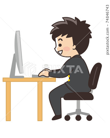 High school boys using a computer - Stock Illustration [74846743] - PIXTA