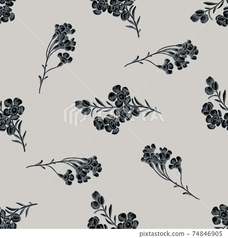 Seamless pattern with hand drawn stylized wax flower 74846905