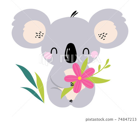 Cute Koala with Pink Flower, Lovely Australian... - Stock ...