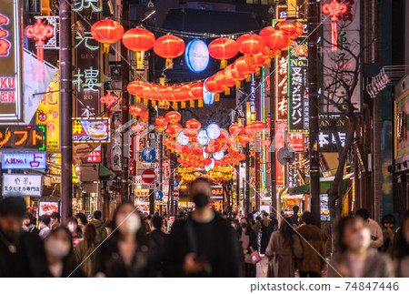 Yokohama cityscape of Japan View of Yokohama Chinatown of 2021 Chinese New Year lanterns that have regained their vibrancy even under the state of emergency (night view) Yokohama cityscape of Japan View of Yokohama Chinatown of 2021 Chinese New Year lanterns that have regained their vibrancy even under the state of emergency (night view) 74847446