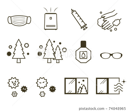 Hay fever illusion icon set 74848965