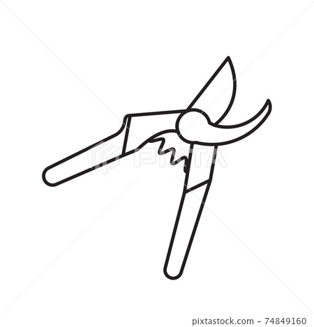 Garden secateurs for plants, simple gardening icon in trendy line style isolated on white background for web apps and mobile concept. Vector Illustration 74849160