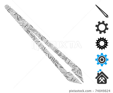 Line Mosaic Tweezers Icon Line Mosaic Tweezers Icon 74849824