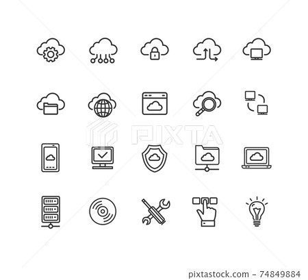 Cloud Computing Sign Thin Line Icon Set. Vector - Stock Illustration ...
