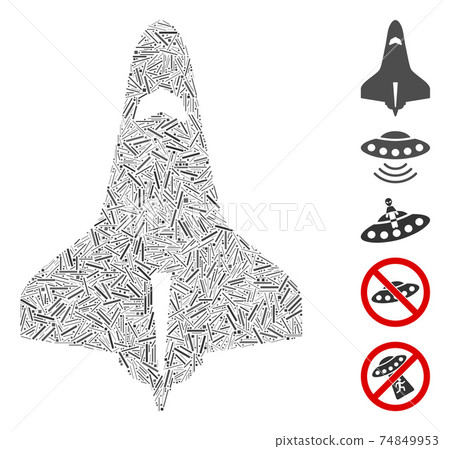 Line Collage Space Shuttle Icon Line Collage Space Shuttle Icon 74849953