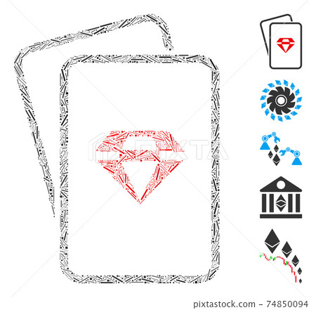 Line Collage Ruby Gambling Cards Icon Line Collage Ruby Gambling Cards Icon 74850094