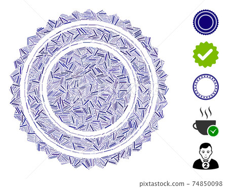 Line Collage Round Rosette Seal Icon - Stock Illustration [74850098 ...
