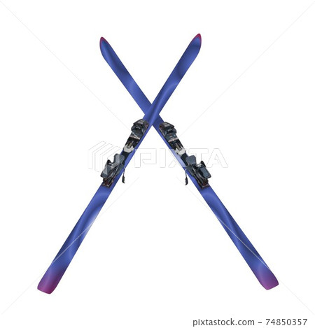Pair of Blue Skis - Isolated Pair of Blue Skis - Isolated 74850357