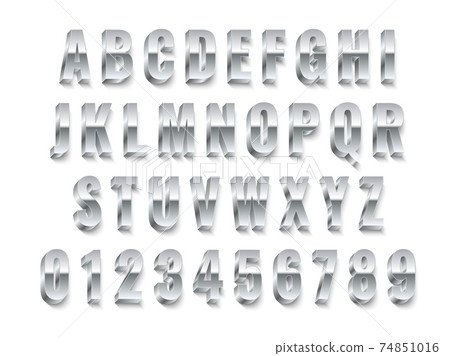 Vector Silver Alphabet Letters And Numbers Stock Illustration