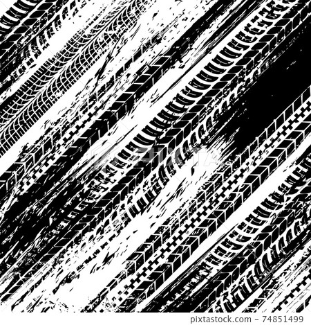 Tire track traces treads, car motocross races tyre 74851499
