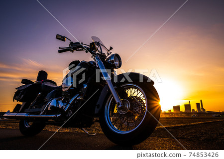 Cool American bike and sunset 74853426