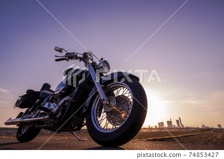 Cool American bike and sunset 74853427