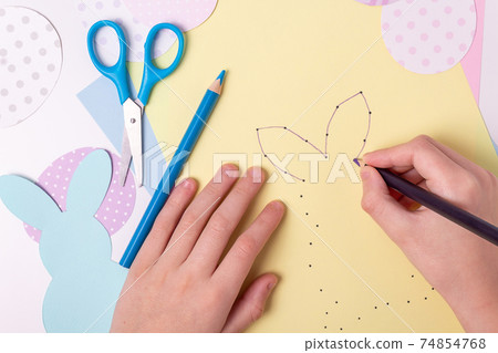 Easter activities. Dot to dot bunny game. Easter activities. Dot to dot bunny game. 74854768