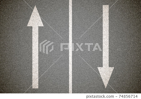 White arrow on the road White arrow on the road 74856714