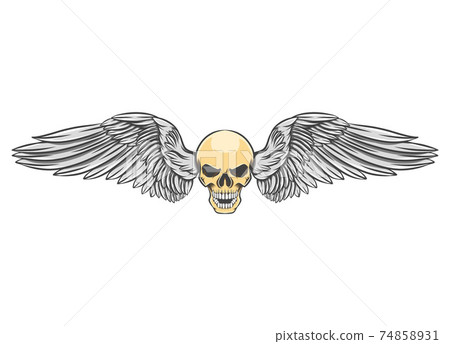 The bikers logo inspiration of the head skull with the dashing wings 74858931