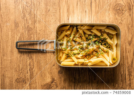 Outdoor food Pasta cooking outdoors Outdoor food Pasta cooking outdoors 74859008