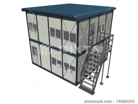 Prefabricated temporary construction, disaster emergency building (3DCG) 74860203