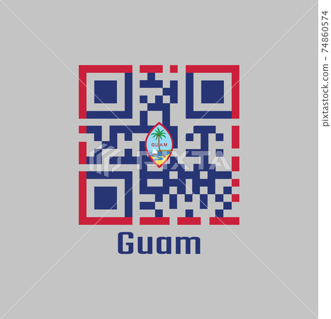 QR code set the color of Guam flag. with name... - Stock Illustration ...