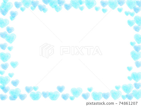 淺藍色心形框架白色情人節材料 74861207