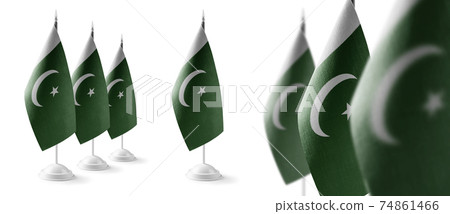 Set of Pakistan national flags on a white background Set of Pakistan national flags on a white background 74861466