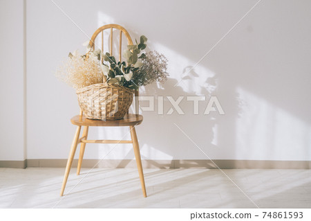 Dried flowers and vintage chair 74861593