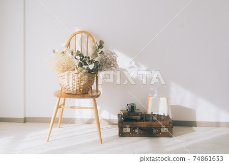 乾花和老式椅子 74861653