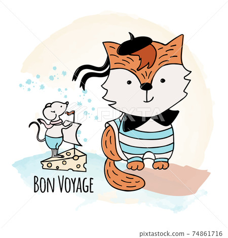 CAT AND MOUSE Cartoon Forest Funny Animal Pet Vector Illustration Set For Print CAT AND MOUSE Cartoon Forest Funny Animal Pet Vector Illustration Set For Print 74861716