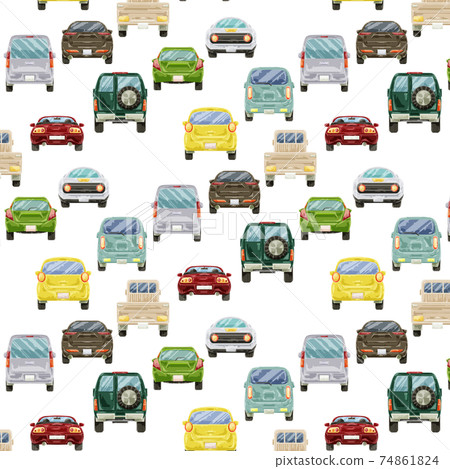 Continuous background pattern of car seen from behind Continuous background pattern of car seen from behind 74861824