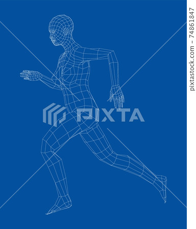 Wireframe running woman. Vector Wireframe running woman. Vector 74861847