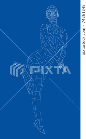 Wireframe girl posing in a sexy pose. Vector Wireframe girl posing in a sexy pose. Vector 74861848