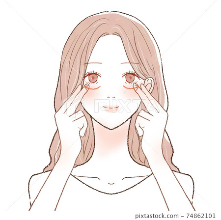 在眼睛下按摩的女人 74862101