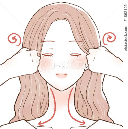 一個用拳頭按摩太陽穴的女人 一個用拳頭按摩太陽穴的女人 74862105