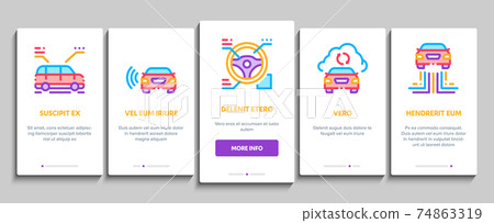 Smart Car Technology Onboarding Elements Icons Set Vector 74863319