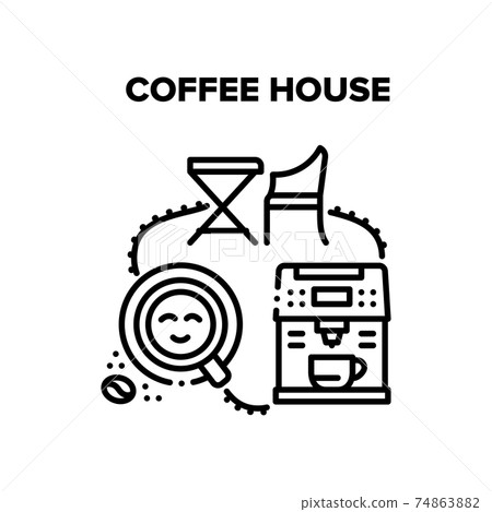 Coffee House Vector Black Illustrations 74863882