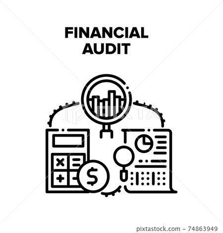 Financial Audit Vector Black Illustrations Financial Audit Vector Black Illustrations 74863949