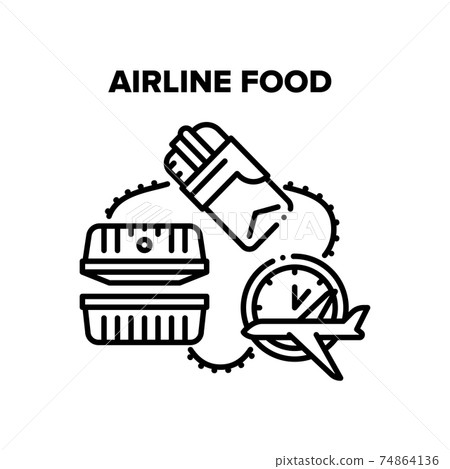Airline Food Vector Black Illustrations 74864136