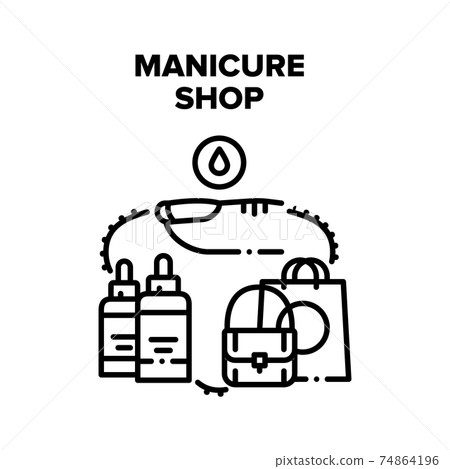 Manicure Shop Vector Black Illustrations Manicure Shop Vector Black Illustrations 74864196