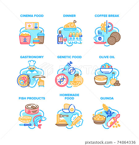 Food Delicious Set Icons Vector Illustrations Food Delicious Set Icons Vector Illustrations 74864336