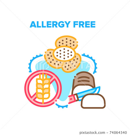 Allergy Free Healthy Food Vector Concept Color Allergy Free Healthy Food Vector Concept Color 74864340