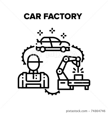 Car Factory Vector Black Illustrations Car Factory Vector Black Illustrations 74864746