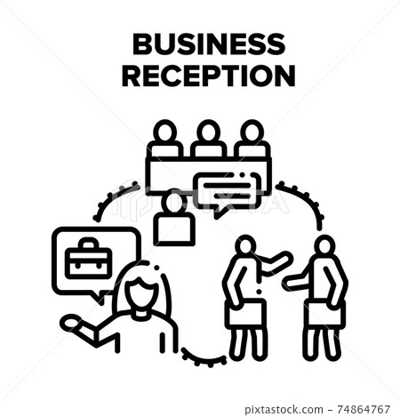 Business Reception Office Vector Black Illustrations 74864767
