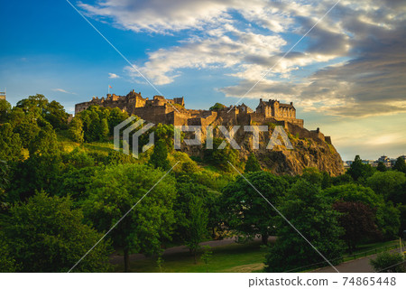 Edinburgh Castle and princes park at edinburgh, scotland, uk 74865448