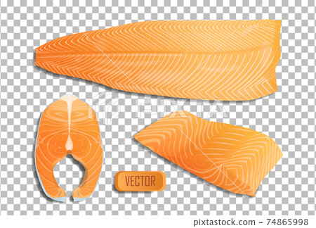 Vector fish salmon fillet and steak. Realistic... - Stock Illustration ...