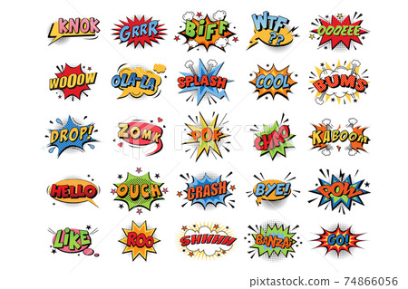 Comic book bubbles doodle set 74866056