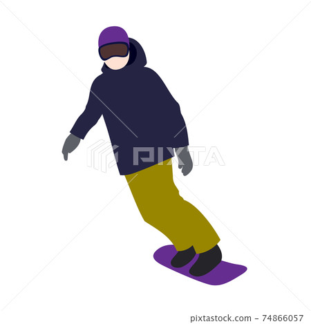 Snowboarder illustration (white background, vector, crop) 74866057