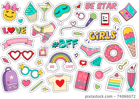 Fashion patches doodle set Fashion patches doodle set 74866072