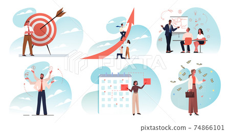 Business, teamwork, plan, training, multitasking, targeting, goal achievement, leadership set concept 74866101
